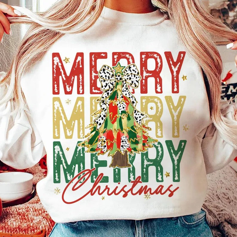 Red, Gold, Green Merry Stacked Tree