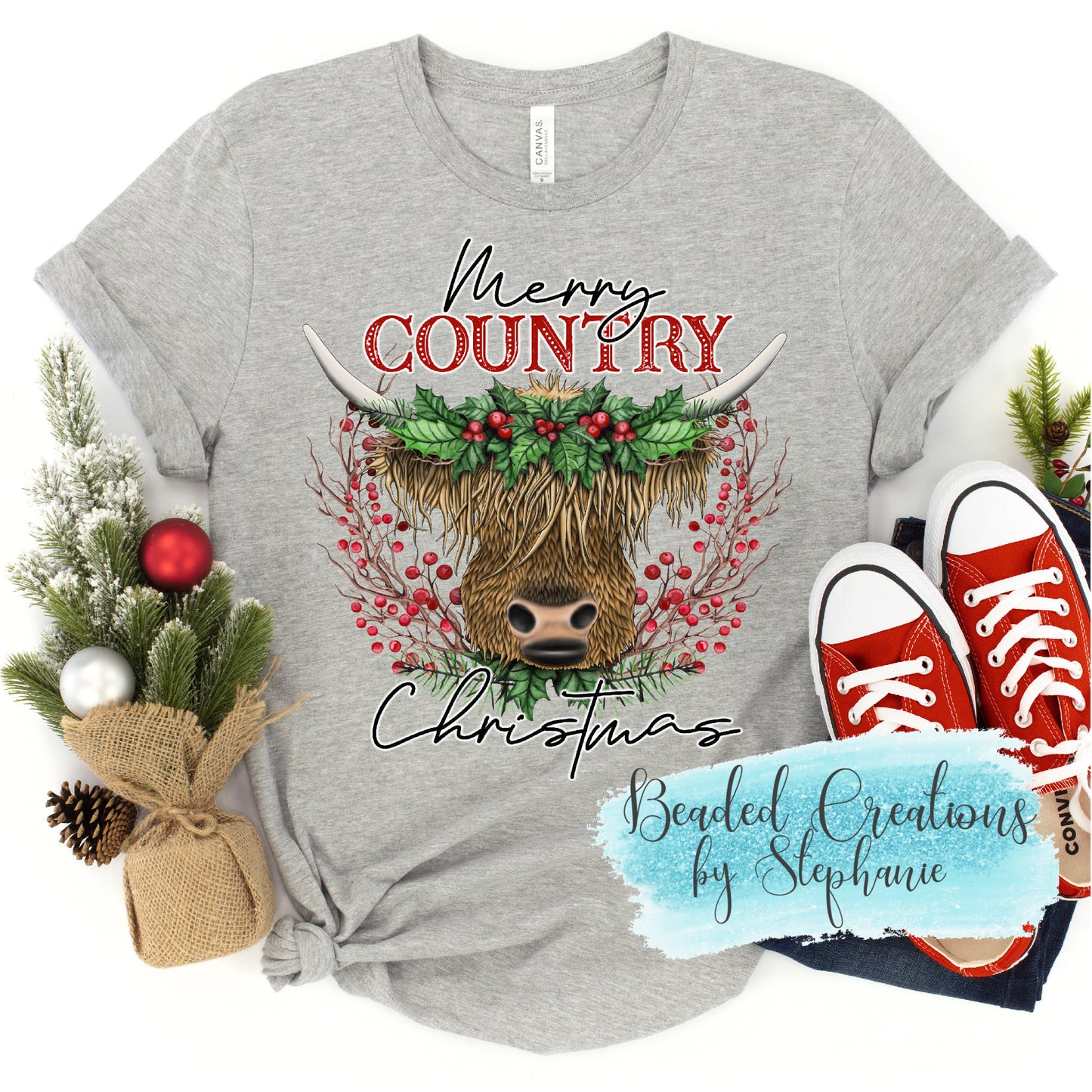 Merry Country Christmas Cow