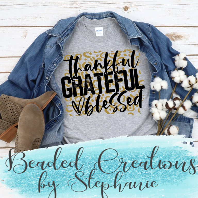 Thankful Grateful Blessed Gold Leopard