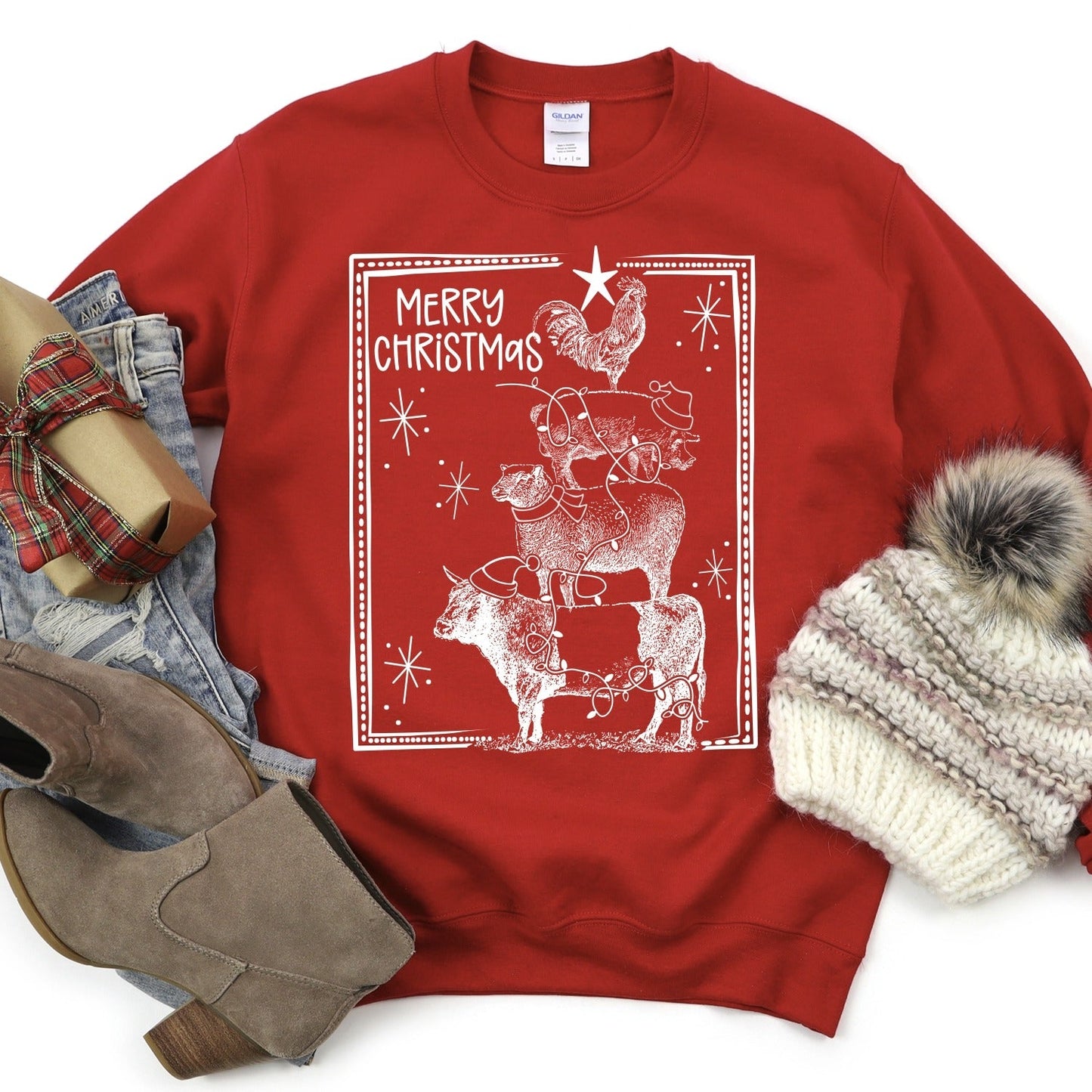 Merry Christmas Farm Animals