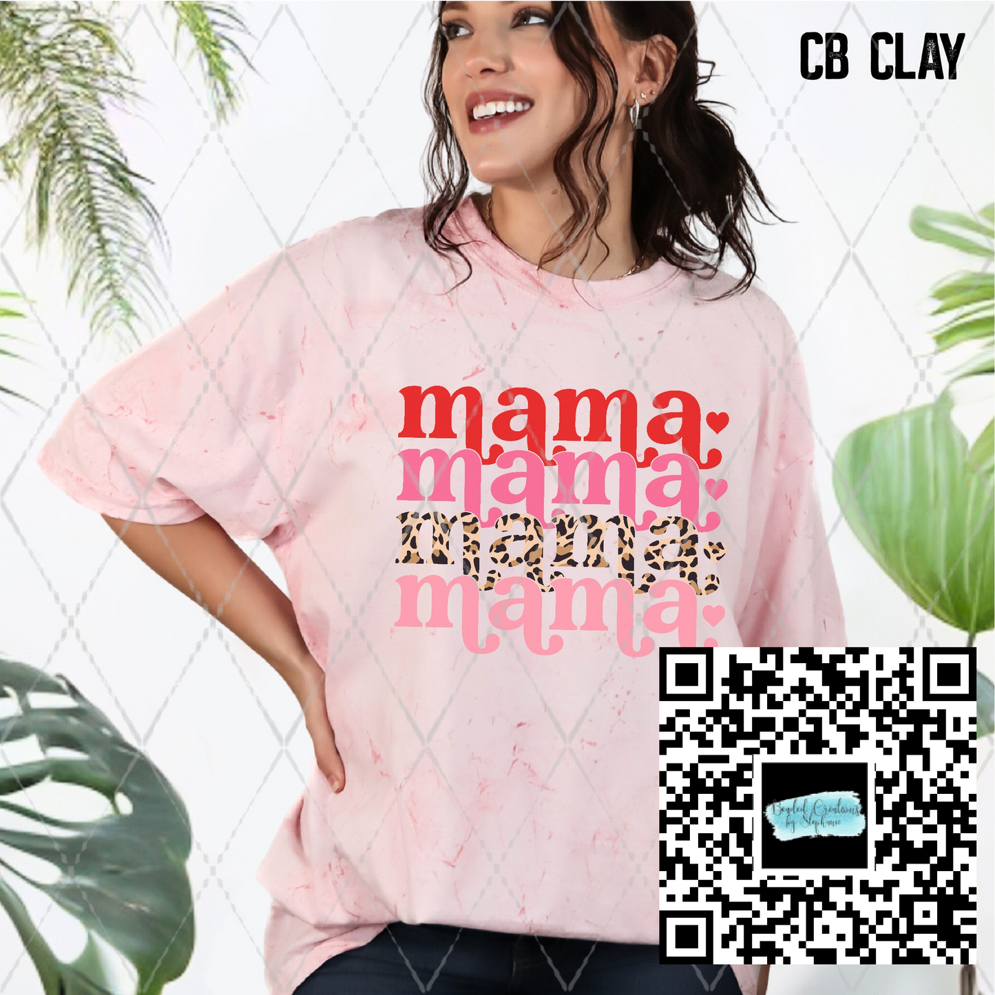 Mama Stacked Leopard Pink Hearts