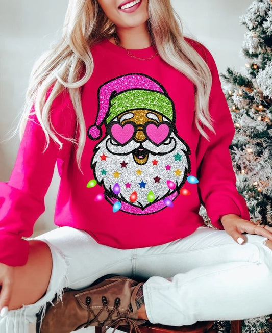 Glitter Santa Glasses Sweater