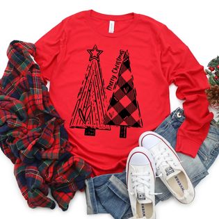 Merry Christmas Sketch Trees Black